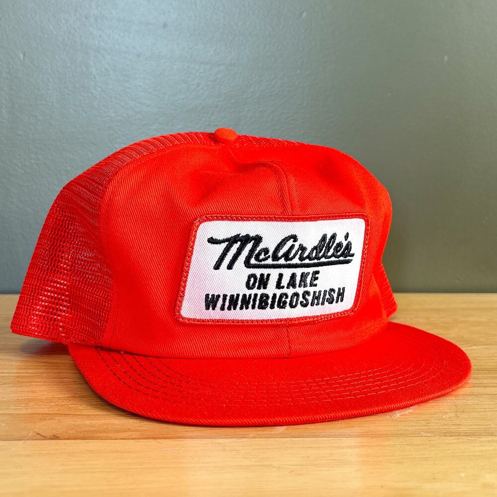 Vintage McArdle's on Lake Winnibigoshish Orange Mesh Patch Snapback Trucker Hat